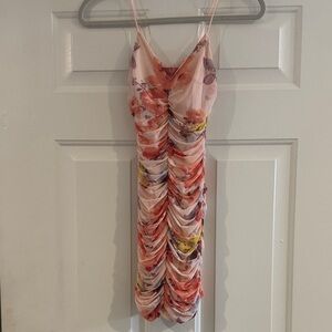 Elegant Floral Ruched Mini Dress